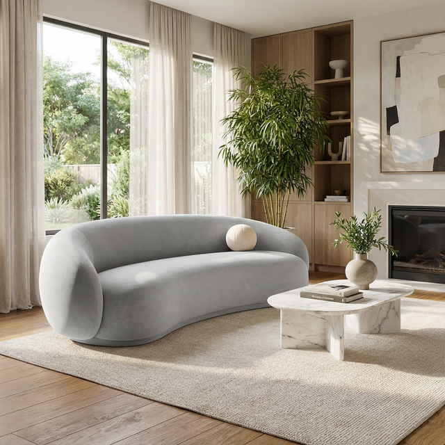 Urbana Light Grey Velvet Sofa