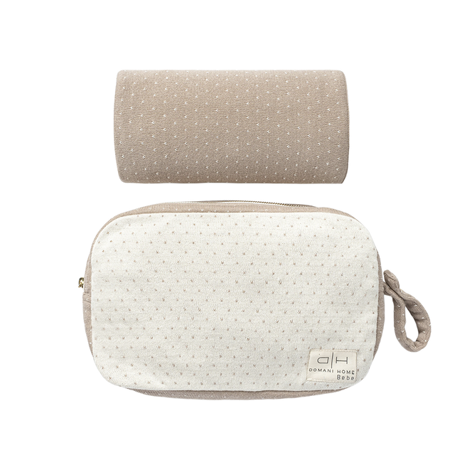 Dotty Pouch & Blanket Set Stone
