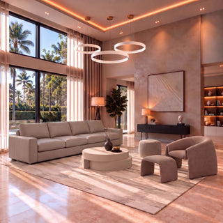 Bloom Leather 4-Piece Modular Sofa Mocha - living room lifestyle