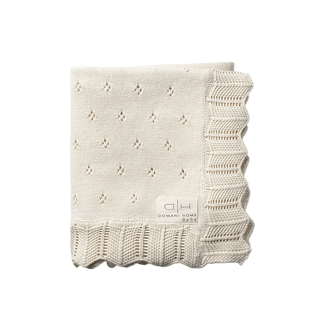 Scalloped Pointelle Blanket Natural