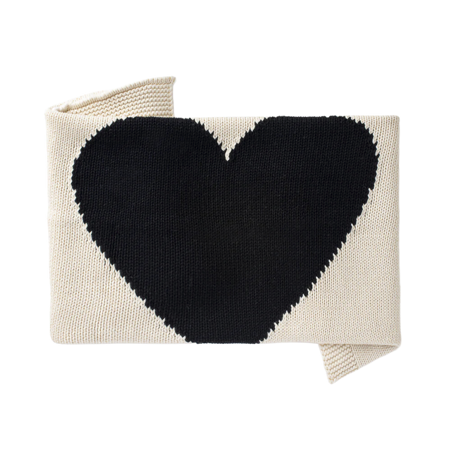 Heart Baby Blanket Black