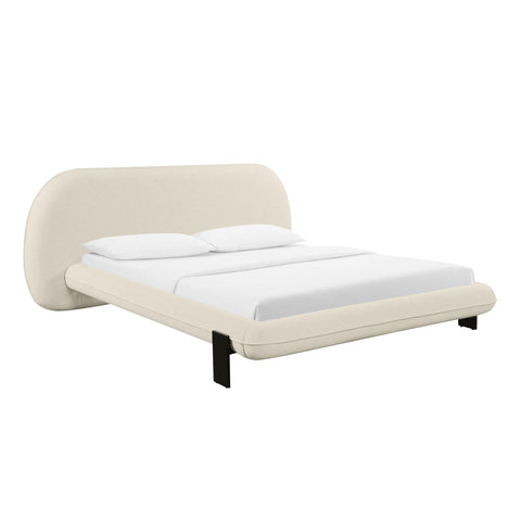 Stellar Off White Fabric Queen Bed