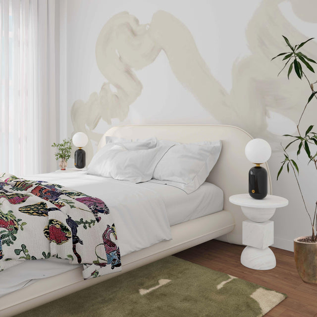 Stellar Off White Fabric King Bed