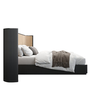 Baxter Bed Black w/ Camel Velvet Headboard