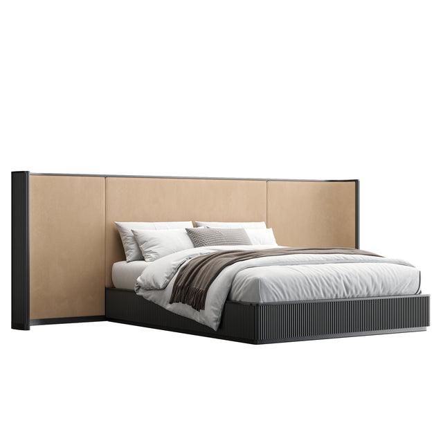 Baxter Bed Black w/ Camel Velvet Headboard