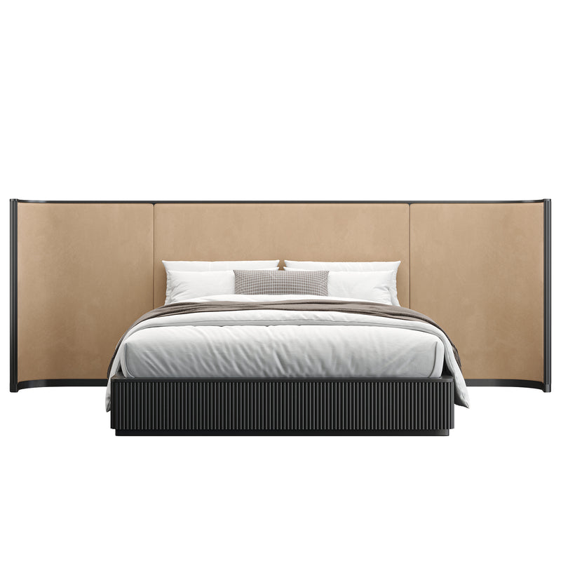 Baxter Bed Black w/ Camel Velvet Headboard