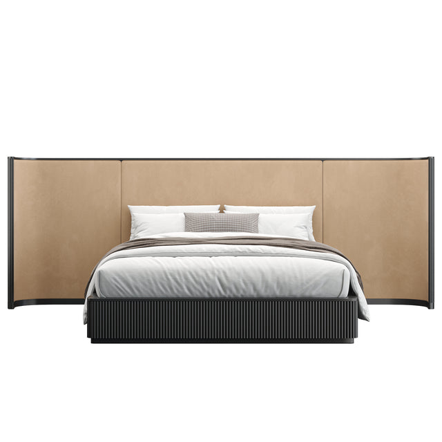 Baxter Bed Black w/ Camel Velvet Headboard