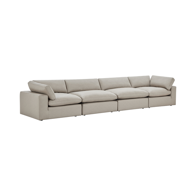 Bloom Leather 4-Piece Modular Sofa Mocha
