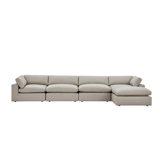 Bloom Leather 4-Piece Modular Sofa & Ottoman Mocha