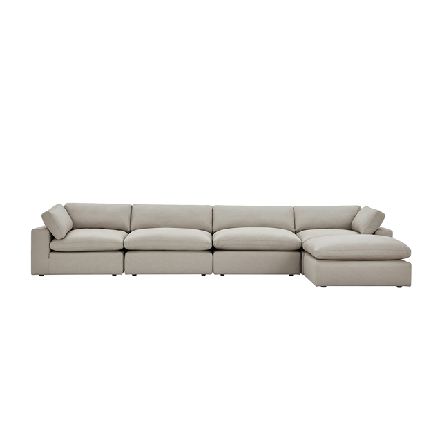 Bloom Leather 4-Piece Modular Sofa & Ottoman Mocha