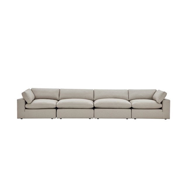 Bloom Leather 4-Piece Modular Sofa Mocha