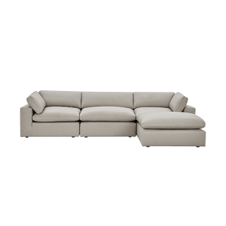 Bloom Leather 3-Piece Modular Sofa & Ottoman Mocha