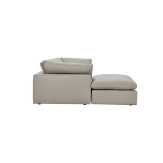 Bloom Leather 3-Piece Modular Sofa & Ottoman Mocha