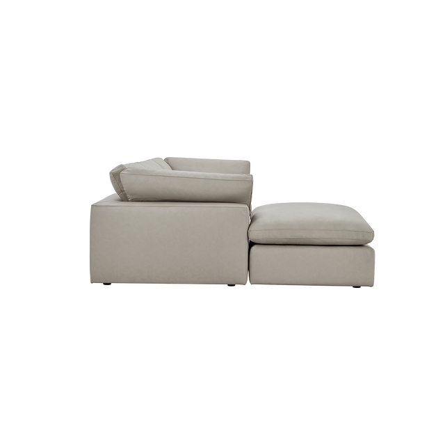 Bloom Leather 3-Piece Modular Sofa & Ottoman Mocha