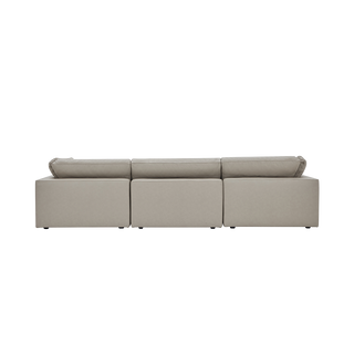 Bloom Leather 3-Piece Modular Sofa & Ottoman Mocha