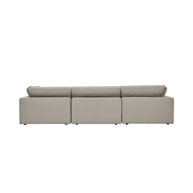 Bloom Leather 3-Piece Modular Sofa & Ottoman Mocha