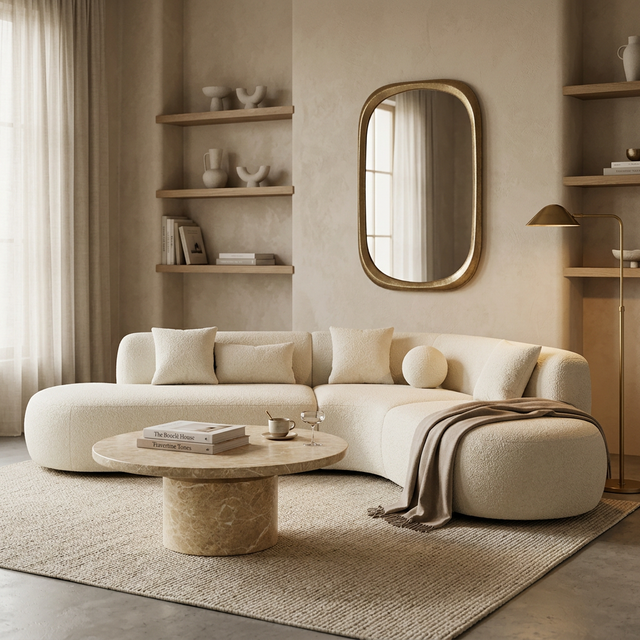 Boba Sectional Sofa White Boucle