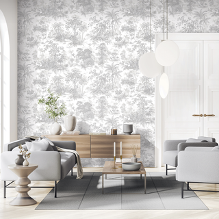 Capri Wallpaper Grey Toile