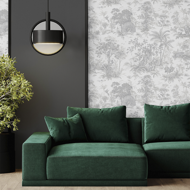 Capri Wallpaper Grey Toile