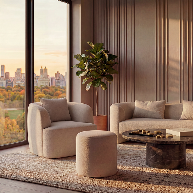 Elora Ottoman Greige Boucle