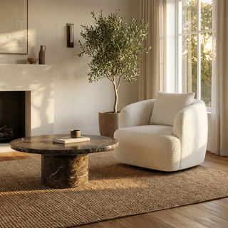 Elora Lounge Chair White Boucle