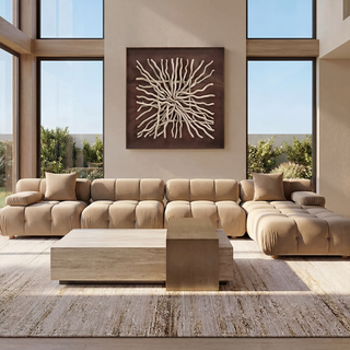 Forma Large Sectional Sofa Camel Velvet
