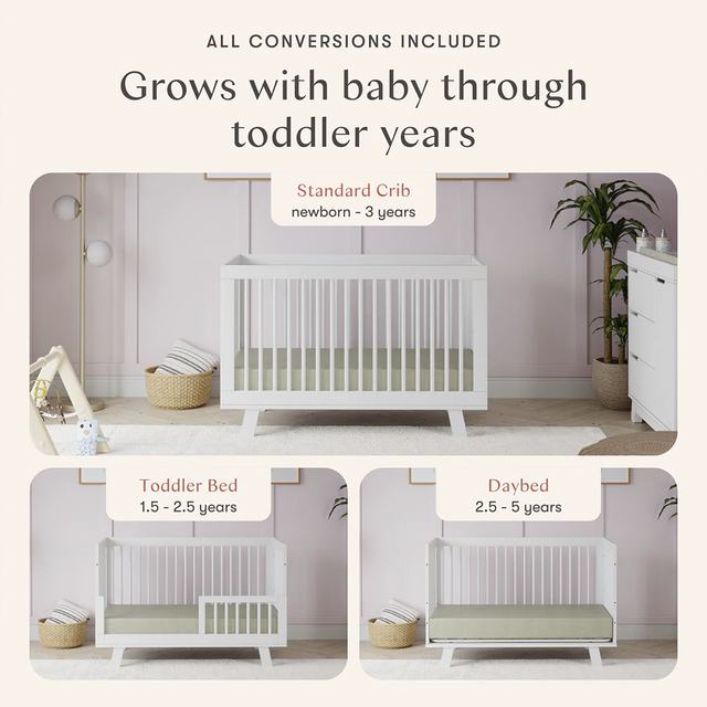Hudson 3-in-1 Convertible Crib with Toddler Bed Conversion Kit