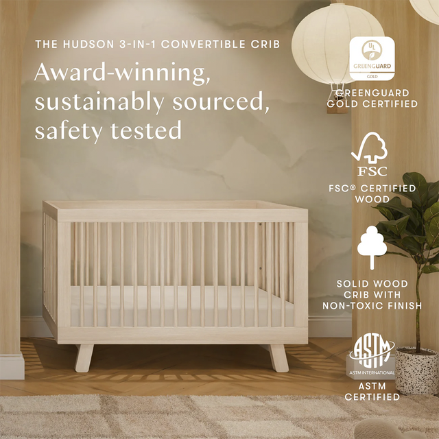Hudson 3-in-1 Convertible Crib with Toddler Bed Conversion Kit