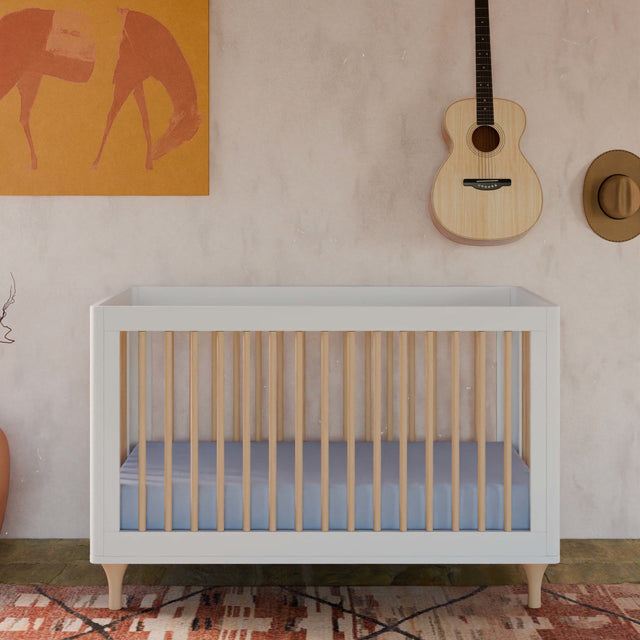 Lolly 3-in-1 Convertible Crib with Toddler Bed Conversion Kit - White / Natural