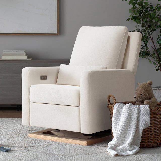 Sigi Electronic Recliner and Glider with USB Port - Cream Eco Weave