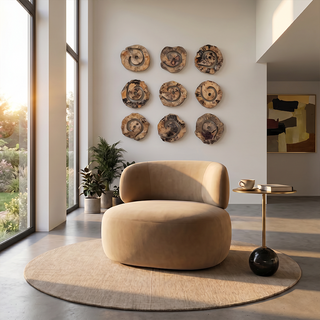 Lilo Swivel Lounge Chair Beige Velvet