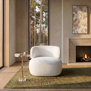 Lilo Swivel Lounge Chair White Boucle