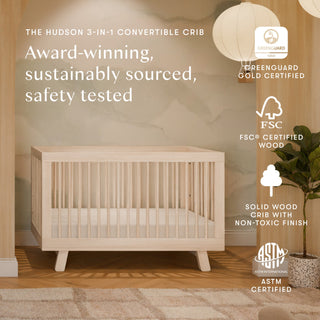 Hudson 3-in-1 Convertible Crib with Toddler Bed Conversion Kit
