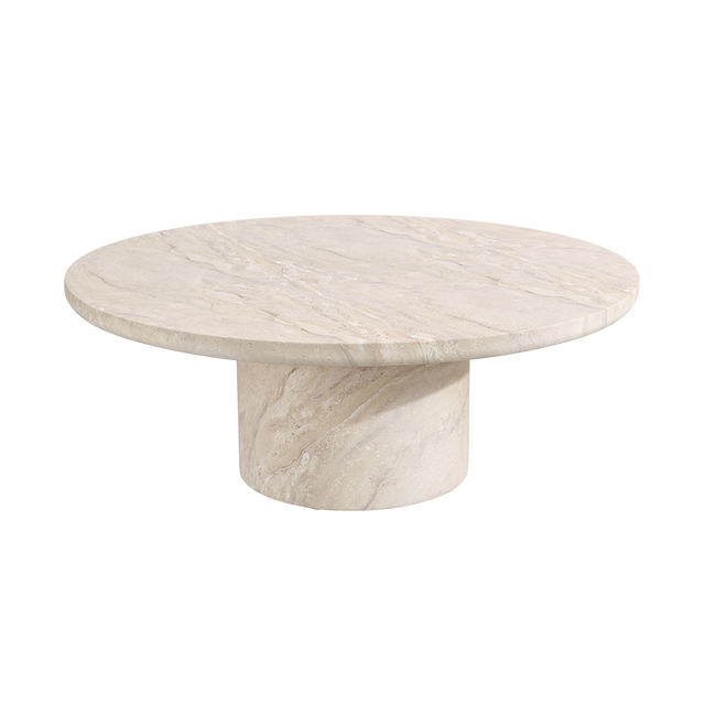 Monaco Round Coffee Table Beige Marble
