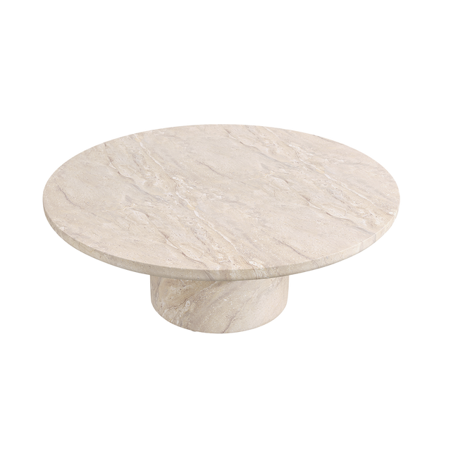 Monaco Round Coffee Table Beige Marble