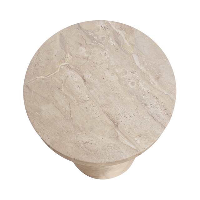 Monaco Round Side Table Beige Marble