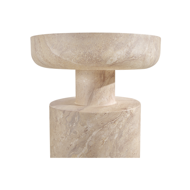 Monaco Round Side Table Beige Marble