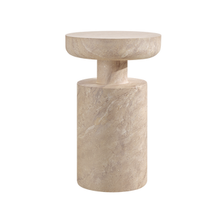 Monaco Round Side Table Beige Marble