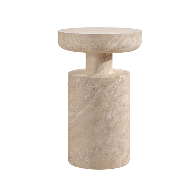 Monaco Round Side Table Beige Marble
