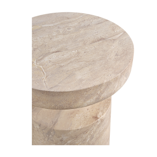 Monaco Round Side Table Beige Marble