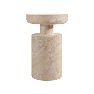 Monaco Round Side Table Beige Marble
