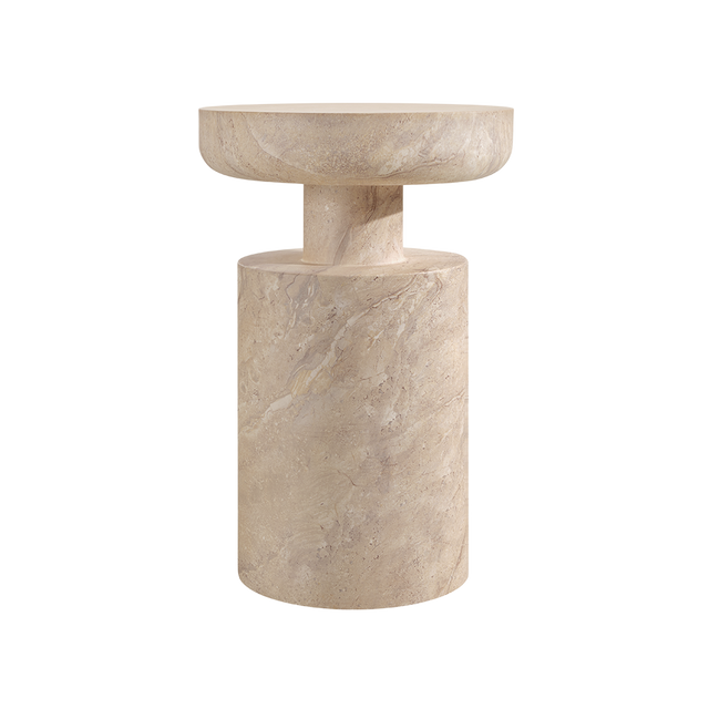 Monaco Round Side Table Beige Marble