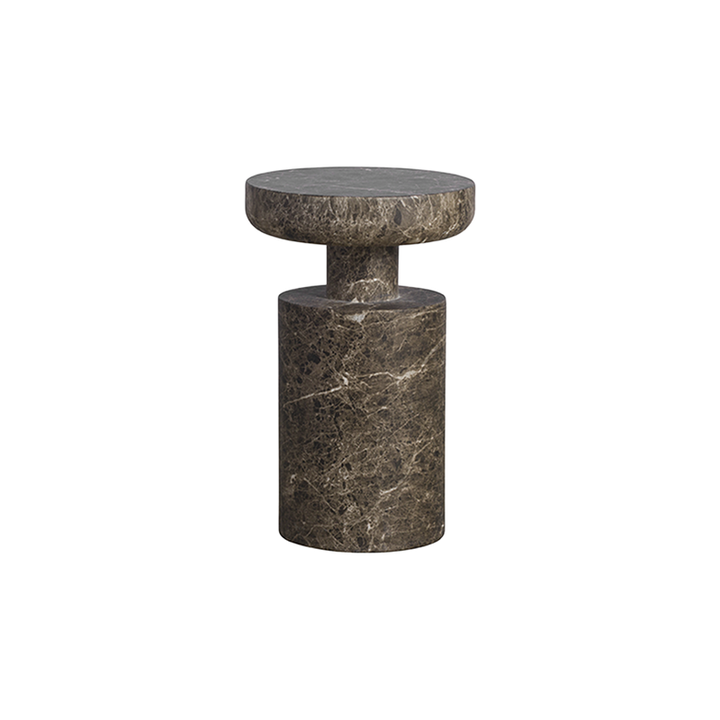 Monaco Round Side Table Brown Marble