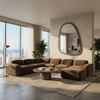 Monaco Round Coffee Table Brown Marble