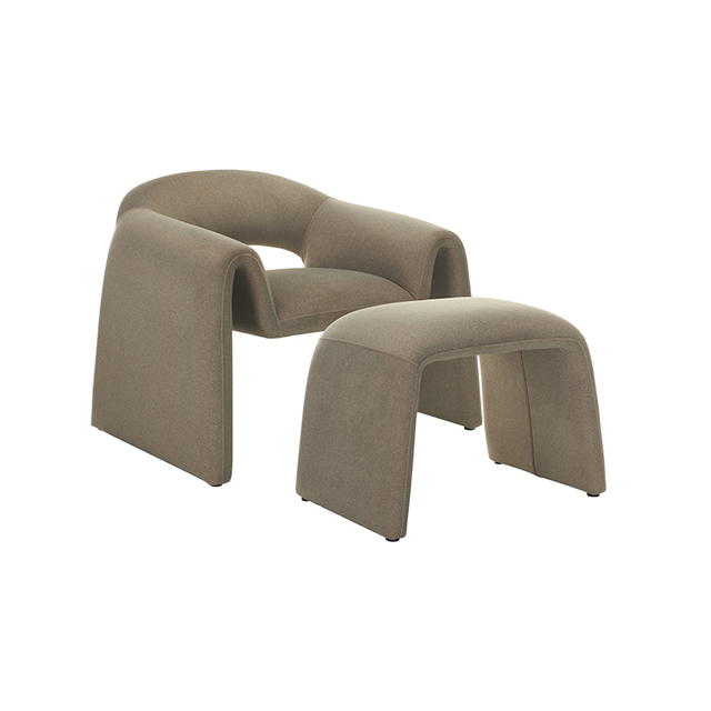 Nora Lounge Chair Soft Taupe w/ Ottoman