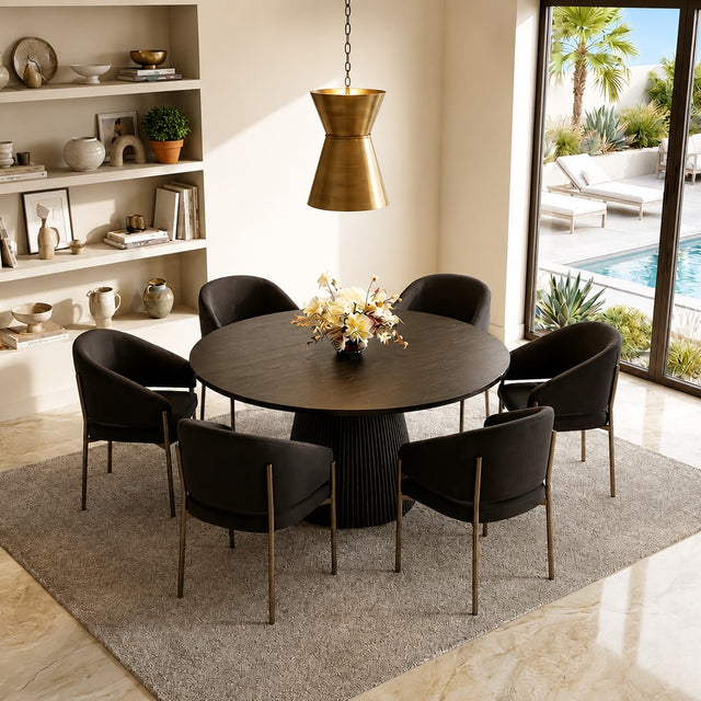 Oxford Dining Chair Black & Brass Frame