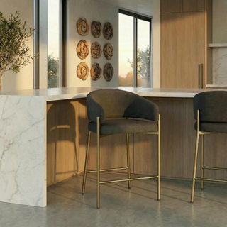 Oxford Counter Stool Black & Brass Frame