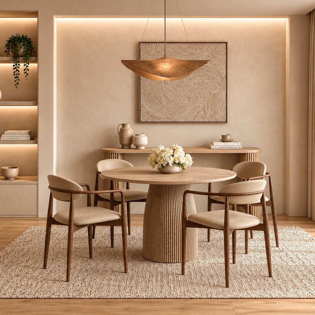 Oxford Round XS Dining Table Greige Oak – Modani Furniture