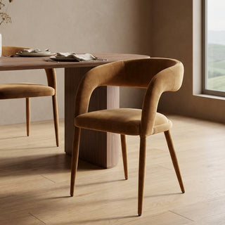 Mila Dining Chair Camel Velvet