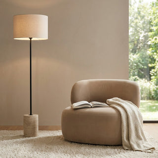 Maria Floor Lamp Black & Travertine